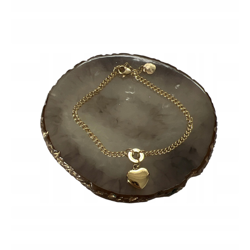 524 Złota bransoletka delikatna SERCE PANCERKA