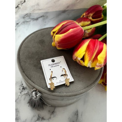 970 Złote kolczyki BLUEBERRY PIES BULDOG STAL 316L