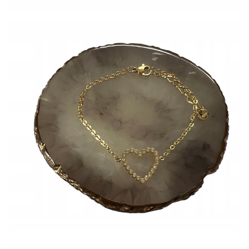 212 Złota bransoletka delikatna SERCE CYRKONIE