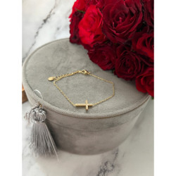 273 Złota bransoletka delikatna KRZYŻ CYRKONIE