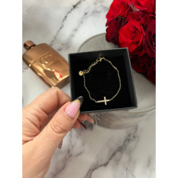 273 Złota bransoletka delikatna KRZYŻ CYRKONIE