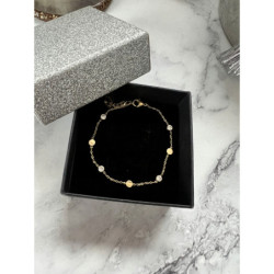 952 Złota bransoletka delikatna CYRKONIE stal 316L