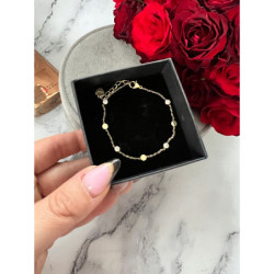 952 Złota bransoletka delikatna CYRKONIE stal 316L