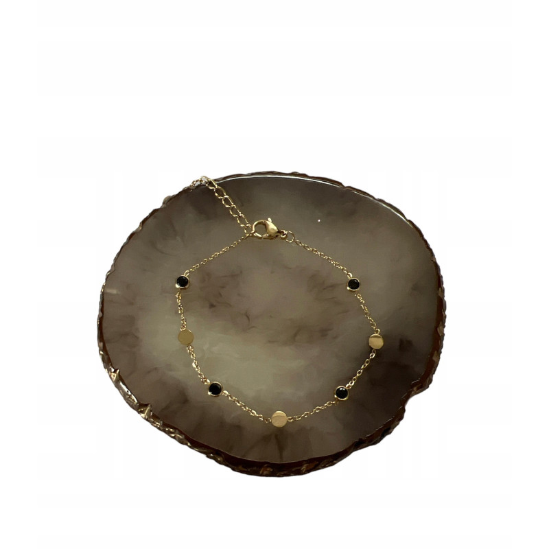 157 Złota bransoletka delikatna CYRKONIE stal 316L