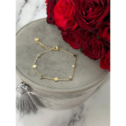 157 Złota bransoletka delikatna CYRKONIE stal 316L