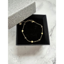 157 Złota bransoletka delikatna CYRKONIE stal 316L