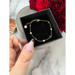 157 Złota bransoletka delikatna CYRKONIE stal 316L