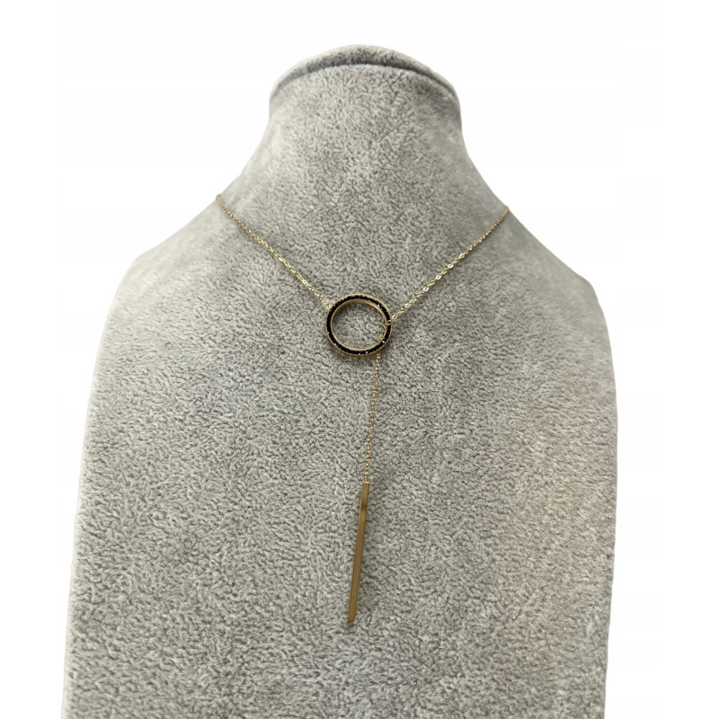 1344 Złoty naszyjnik krawatka KÓŁKO CYRKONIE STAL