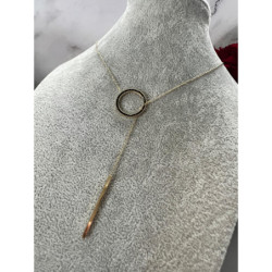 1344 Złoty naszyjnik krawatka KÓŁKO CYRKONIE STAL