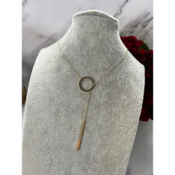 1344 Złoty naszyjnik krawatka KÓŁKO CYRKONIE STAL