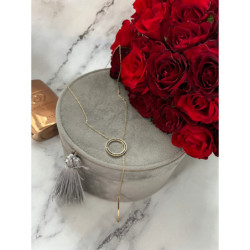 1344 Złoty naszyjnik krawatka KÓŁKO CYRKONIE STAL