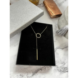 1344 Złoty naszyjnik krawatka KÓŁKO CYRKONIE STAL