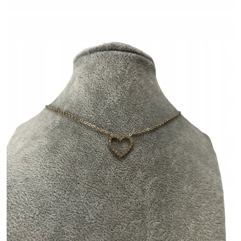 1351 Złoty łańcuszek celebrytka SERCE STAL 316L