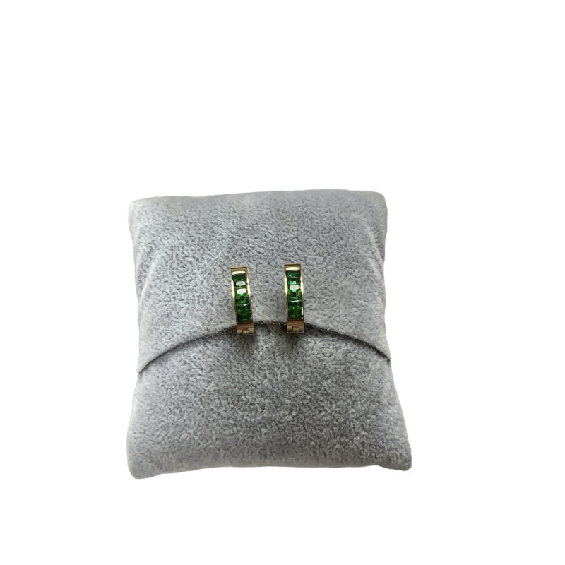 1355 Złote kolczyki ZIELONE CYRKONIE STAL 316L