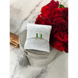 1355 Złote kolczyki ZIELONE CYRKONIE STAL 316L