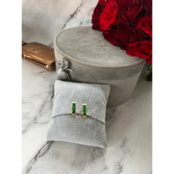 1355 Złote kolczyki ZIELONE CYRKONIE STAL 316L