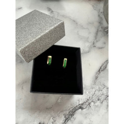 1355 Złote kolczyki ZIELONE CYRKONIE STAL 316L