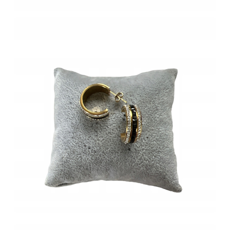 1363 Złote kolczyki KÓŁKA KOŁA CYRKONIE STAL 316L