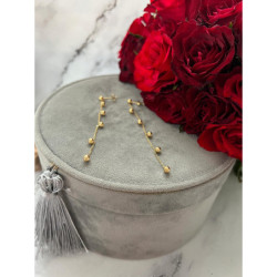 1370 Złote kolczyki wiszące KULKI KULECZKI STAL