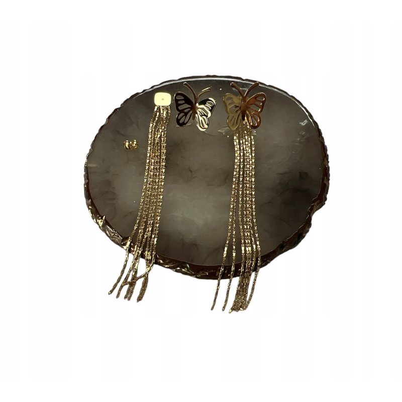 1365 Złote kolczyki 2w1 MOTYLKI MOTYLE STAL