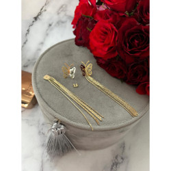 1365 Złote kolczyki 2w1 MOTYLKI MOTYLE STAL