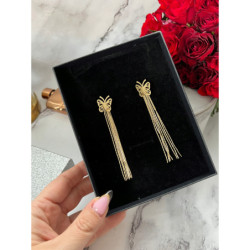 1365 Złote kolczyki 2w1 MOTYLKI MOTYLE STAL