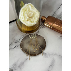 1366 Złote kolczyki wiszące KULKI KULECZKI STAL