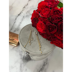 1366 Złote kolczyki wiszące KULKI KULECZKI STAL