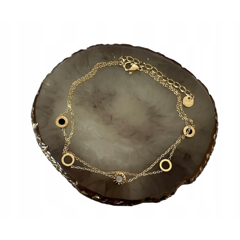 1176 Bransoletka na nogę kostkę ZEGAR MASA PERŁOWA