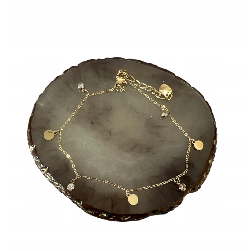 159 Bransoletka na nogę kostkę CYRKONIE BLASZKI