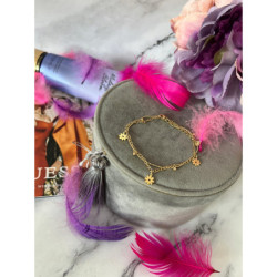 995 Bransoletka na nogę kostkę KWIATKI STAL 316L