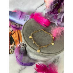 995 Bransoletka na nogę kostkę KWIATKI STAL 316L