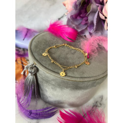 995 Bransoletka na nogę kostkę KWIATKI STAL 316L