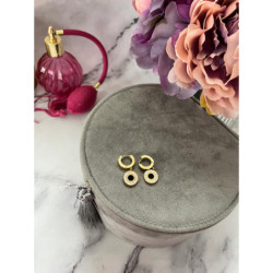 1251 Złote kolczyki ZEGAR CZARNE OCZKO STAL 316L