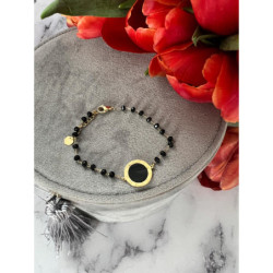 494 Bransoletka różaniec ZEGAR CZARNE OCZKO