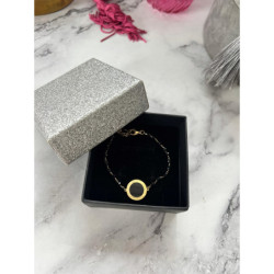 494 Bransoletka różaniec ZEGAR CZARNE OCZKO