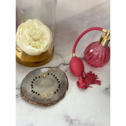 1183 Bransoletka różaniec DWA SERCA KORALIKI STAL