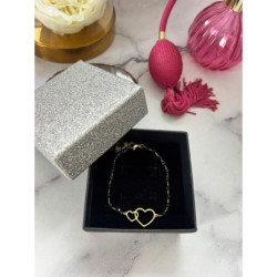 1183 Bransoletka różaniec DWA SERCA KORALIKI STAL