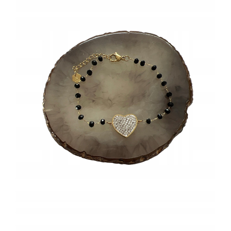 134 Bransoletka różaniec SERCE CYRKONIE KORALIKI