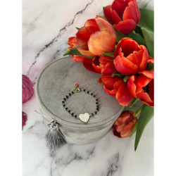 134 Bransoletka różaniec SERCE CYRKONIE KORALIKI