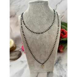 861 Naszyjnik różaniec KORALIKI KRZYŻ KRZYŻYK STAL