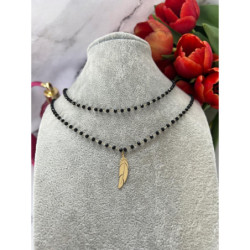 500 Naszyjnik różaniec KORALIKI PIÓRKO STAL 316L