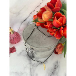 500 Naszyjnik różaniec KORALIKI PIÓRKO STAL 316L