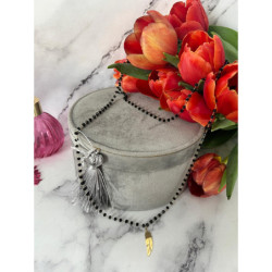 500 Naszyjnik różaniec KORALIKI PIÓRKO STAL 316L