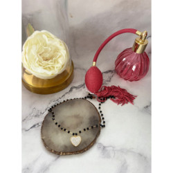 243 Naszyjnik różaniec KORALIKI SERCE CYRKONIE