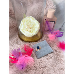 591 Pierścionek CYRKONIE KAMEŃ SZAFIR r 9/19mm