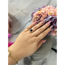 591 Pierścionek CYRKONIE KAMEŃ SZAFIR r 8/18mm