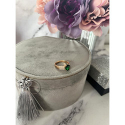 956 Pierścionek CYRKONIE KAMEŃ ZIELONY r 10/20mm