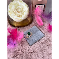 956 Pierścionek CYRKONIE KAMEŃ ZIELONY r 9/19mm