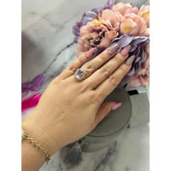 188 Pierścionek CYRKONIE KAMEŃ Liliowy r 9/19mm